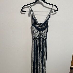 Angie Black and White Striped Maxi Dress